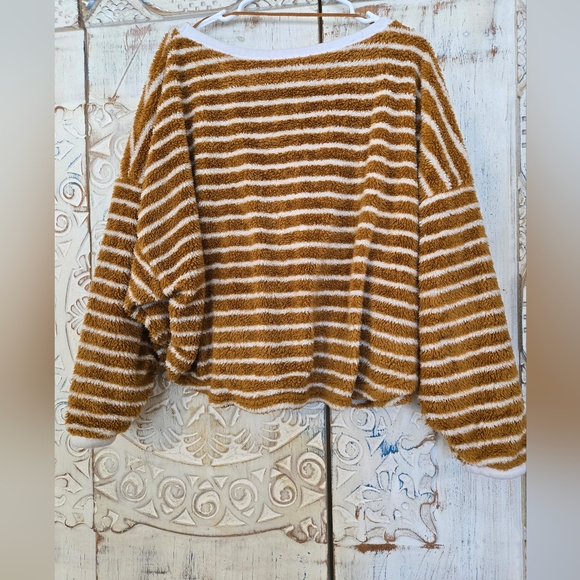 Free People Womwns Sz MED Breton Striped Pullover Sweater Cozy Sodr Orange - Picture 3 of 9